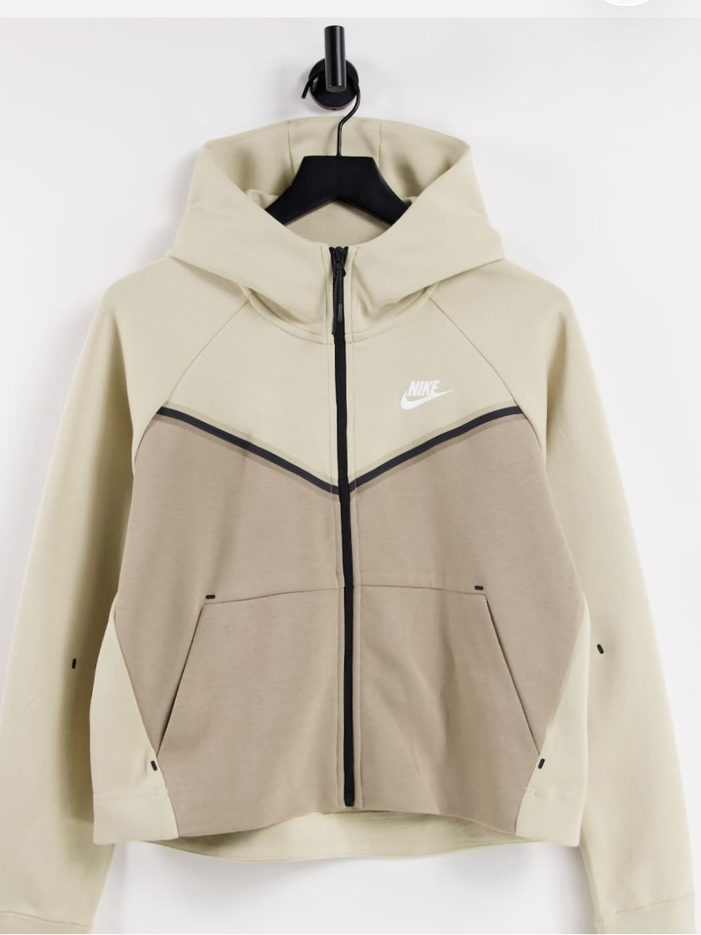 Nike Women's Tech Fleece Windrunner Full Zip Hoodie Khaki Black  Sz XL NWOT